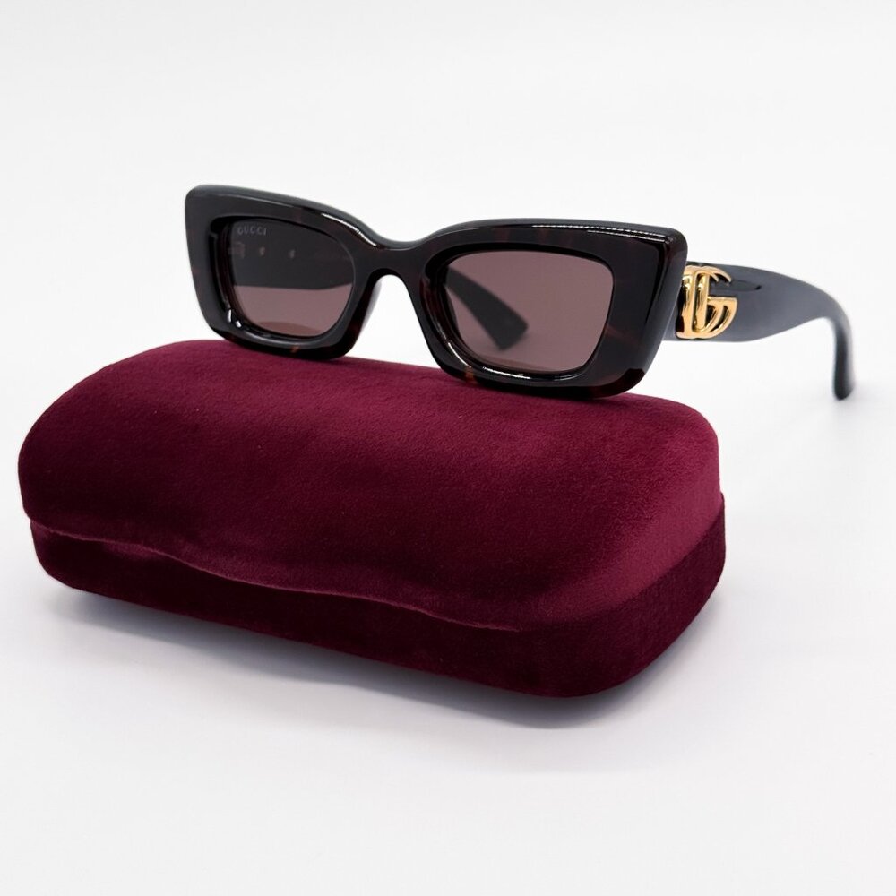 NEW GUCCI GG1827S 002 WOMEN DARK HAVANA SUNGLASSES GUCCI - Picture 2 of 12